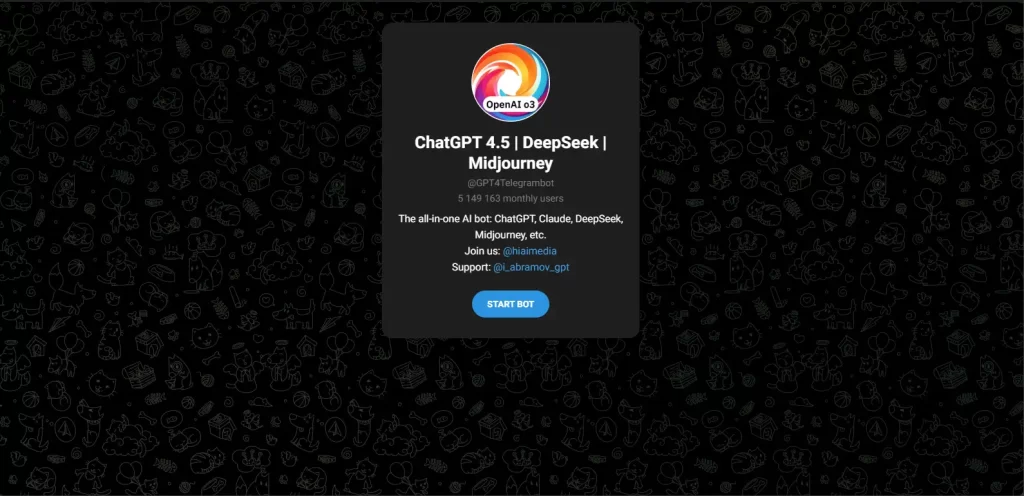 بهترین ربات های هوش مصنوعی تلگرام 1 GPT4Telegrambot