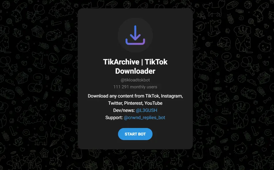 ربات تلگرام دانلود از اینستا: دانلود سریع و ساده بدون تبلیغات 4 tikloadtok bot
